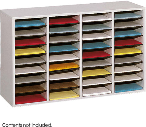 Safco 9424GR Wood Adjustable Literature Organizer 36 Compartment, gray