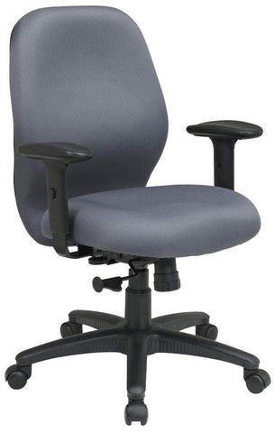 Office Star 3121 Work Smart Custom Mid-Back Task Chair, gray upholstery, angled front view