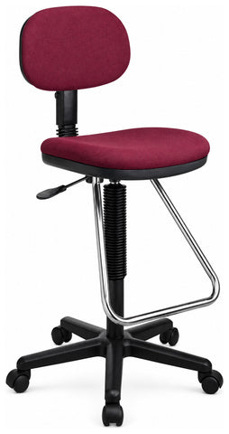 Office Star DC430 Work Smart drafting stool with burgundy upholstery and teardrop footrest