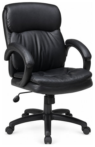 Office Star EC9231 Work Smart Eco Leather Mid Back Executive Chair, angled front view