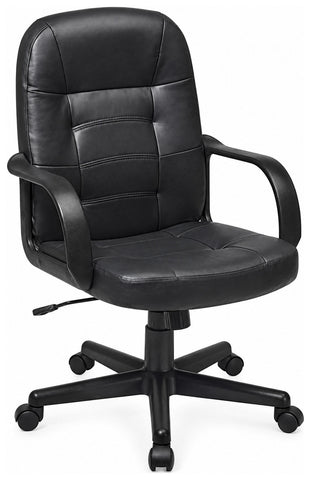 Office Star EC3393 Work Smart Eco Leather Mid Back Office Chair, angled front view