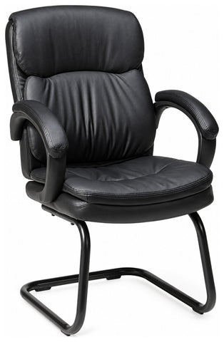 Office Star EC9235 Work Smart Eco Leather Sled Base Guest Chair, angled front view