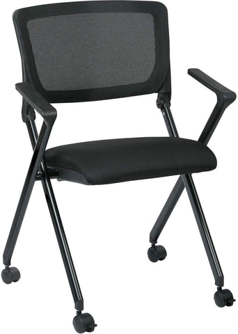 Office Star FC8483 Work Smart Folding Chair Mesh Custom Fabric, angled front view
