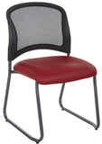 armless mesh back guest chair with lipstick vinyl seat