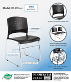 Boss Black Stack Chair With Chrome Frame, 4-Pack [B1400-BK-4] Boss Office Products Stacking Chair B1400-BK-4