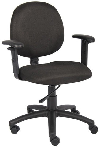 Boss Fabric Office Task Chair [B9090] Boss Office Products Black Fabric -BK / Adjustable Arms -9091 Task Chair B9091-BK