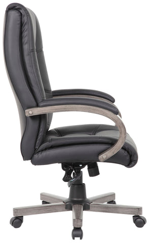 Boss High Back Executive Wood Finish Chair [B8991-C] Boss Office Products Grey Office Chair B8991-GY