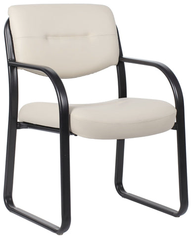 Boss Leather Guest Chair with Arms [B9529] Boss Office Products Beige Guest Chair B9529-BG
