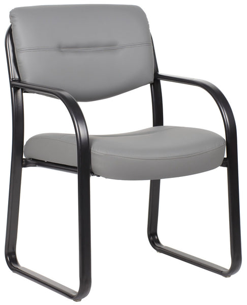 Boss Leather Guest Chair with Arms [B9529] Boss Office Products Grey Guest Chair B9529-GY
