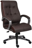 Boss LeatherPlus High Back Executive Chair [B8771] Boss Office Products Brown LeatherPlus with Pewter Frame -P-BN Executive Chair B8771P-BN