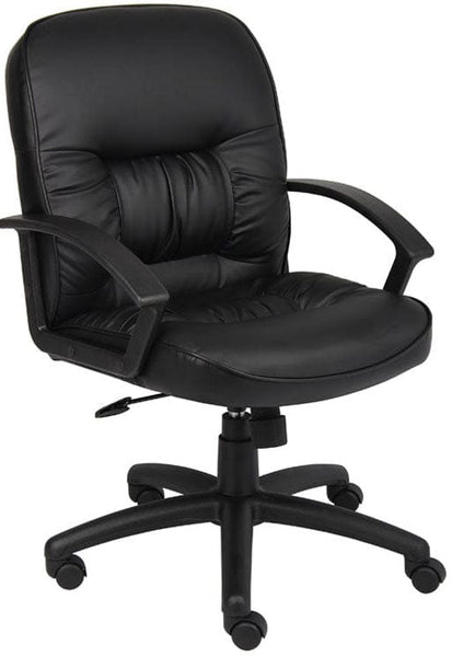 Boss Mid Back Leather Desk Chair [B7306] Boss Office Products Mid Back Desk Chair B7306