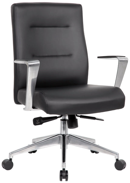 Boss Modern Conference Room Chair with Aluminum Arms and Base [B8886AL-AMBK] Boss Office Products Executive Chair B8886AL-AMBK