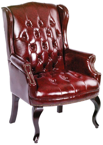 Boss Traditional Queen Anne Style Chair [B809] Boss Office Products Oxblood Vinyl BY / Tail Gate Delivery Executive Chair B809-BY