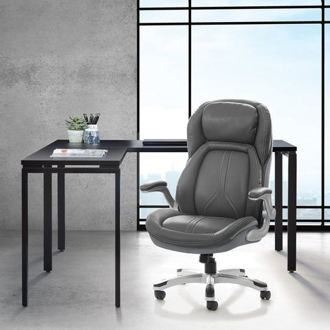 Deluxe Bonded Leather Executive Chair With Flip-Up Arms [ECH620636] Office Star Executive Chair