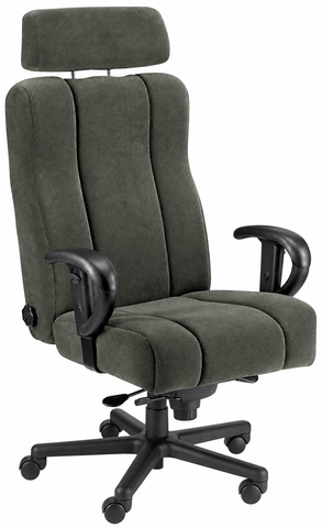 ERA Office Chairs OF-CAPT Captain gray fabric executive call center chair, front angled view with headrest