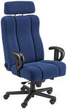 ERA Office Chairs OF-CAPT Captain blue fabric executive call center chair, front angled view with headrest