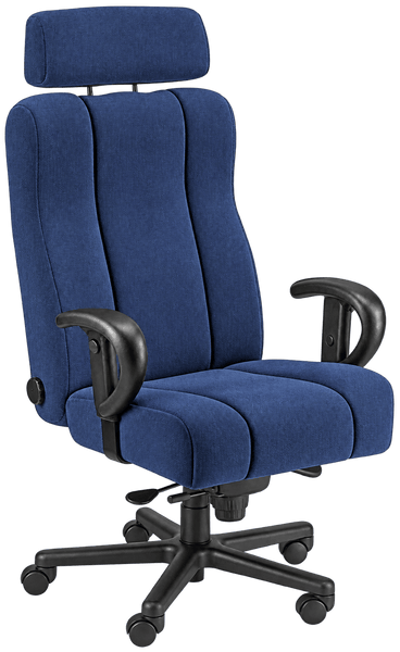 ERA Office Chairs OF-CAPT Captain blue fabric executive call center chair, front angled view with headrest