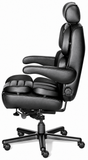 ERA Office Chairs OF-GLXY Galaxy black leather office chair, side view with padded arms and headrest