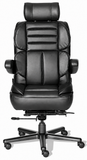ERA Office Chairs OF-GLXY Galaxy black leather office chair, front view showing segmented cushions