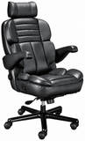 ERA Office Chairs OF-GLXY Galaxy black leather big and tall office chair, front angled view with headrest