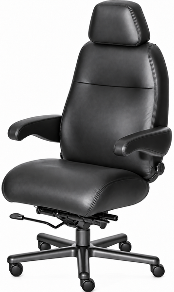ERA Office Chairs OF-HENRY Henry black big and tall office chair, front angled view with headrest
