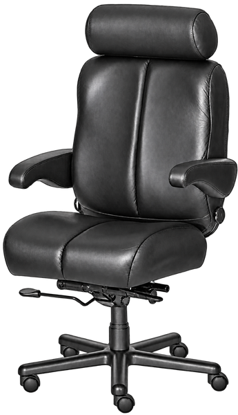 ERA Office Chairs OF-MARA Marathon black big and tall office chair, front angled view with headrest