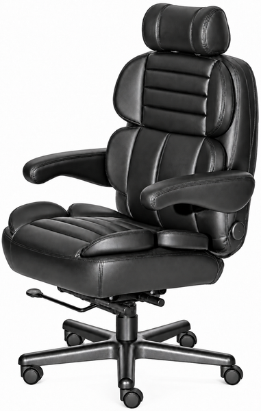 ERA Office Chairs OF-PACI Pacifica black big and tall executive chair, front angled view with headrest