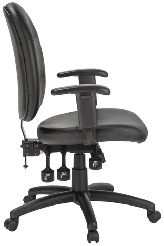 Harwick Ergonomic Genuine Leather Office Task Chair [6058C-L] Harwick Genuine Leather - Black / Standard Rolling Casters - Included Task Chair 6058C-L