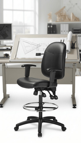 Harwick Ergonomic Leather Drafting Chair [6058C-D-L] Harwick Drafting Chair