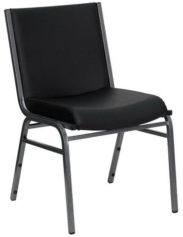 Hercules Petite 550 LB Capacity Black Vinyl Stacking Chair [XU-60153-BK-VYL-GG] Flash Furniture Black Vinyl Stacking Chair XU-60153-BK-VYL-GG