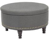 INSPIRED by Bassett Augusta Storage Ottoman [BP-AUOT32] Office Star Charcoal Fabric Ottoman BP-AUOT32-K26