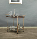 Isabella Wine Cart Bronze Glass Top, Champagne Metal Frame [BEL37-CHG] Office Star Wine Cart BEL37-CHG