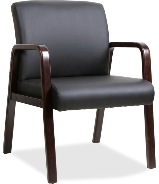 Lorell Wood Finish Bonded Leather Guest Chair [LLR4020] Lorell Espresso Guest Chair LLR40201