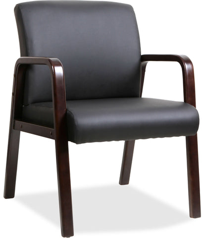 Lorell Wood Finish Bonded Leather Guest Chair [LLR4020] Lorell Espresso Guest Chair LLR40201