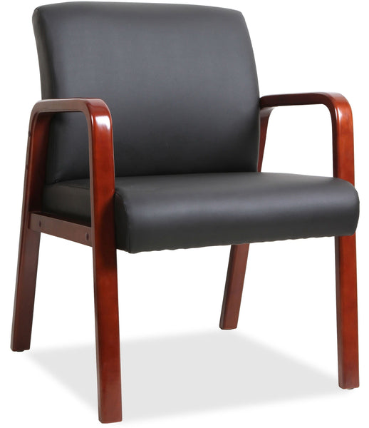 Lorell Wood Finish Bonded Leather Guest Chair [LLR4020] Lorell Mahogany Guest Chair LLR40202