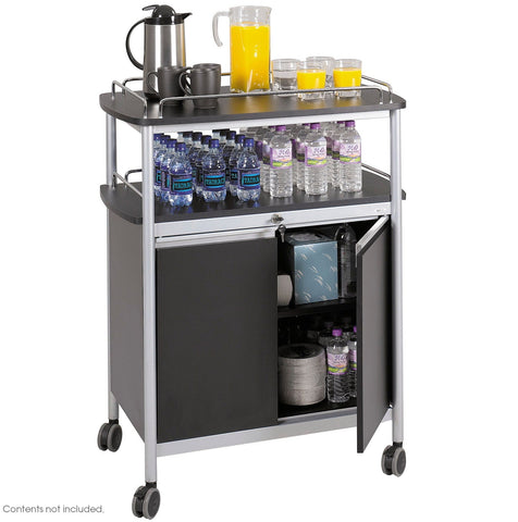 Mobile Beverage Cart Hospitality Cart Black [8964BL] Safco Serving Cart 8964BL