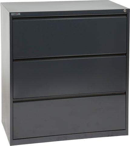 Office Star 3 Drawer Lateral File With Core-Removeable Lock & Adjustable Glides [LF3] Office Star 36" Charcoal LF336-C