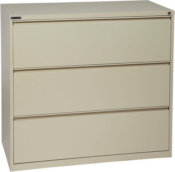 Office Star 3 Drawer Lateral File With Core-Removeable Lock & Adjustable Glides [LF3] Office Star 42" Putty LF342-P