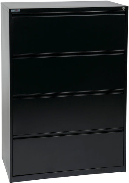 Office Star 4 Drawer Lateral File With Core-Removeable Lock & Adjustable Glides [LF4] Office Star 36" Black LF436-B