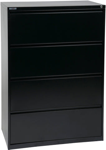 Office Star 4 Drawer Lateral File With Core-Removeable Lock & Adjustable Glides [LF4] Office Star 36" Black LF436-B
