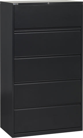 Office Star 5 Drawer Lateral File With Core-Removeable Lock & Adjustable Glides [LF5] Office Star 36" Charcoal LF536-C