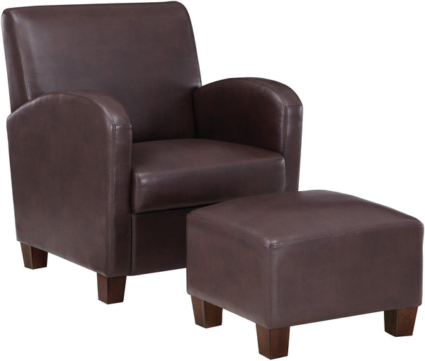 Office Star Aiden Chair & Ottoman Herringbone [ADN] Office Star Cocoa Faux ADN-PD24