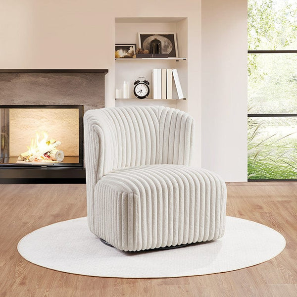 Office Star Ave Six Lucia Swivel Chair [LUC] Office Star White Corduroy Arm Chairs LUC-F58