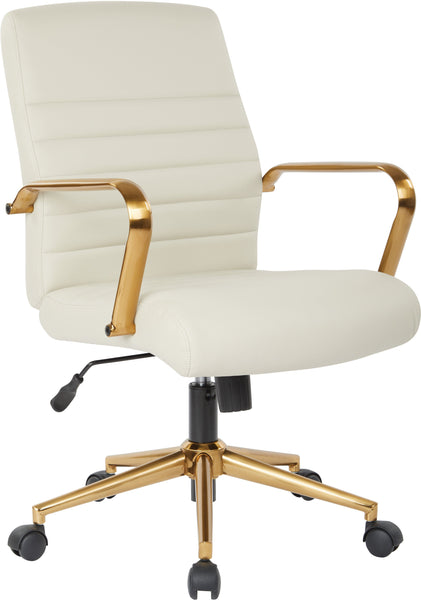Office Star Baldwin Mid-Back Faux Leather Chair [FL22991G] Office Star Cream Faux Leather FL22991G-U28