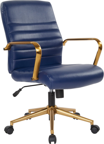 Office Star Baldwin Mid-Back Faux Leather Chair [FL22991G] Office Star Navy Faux Leather FL22991G-U5