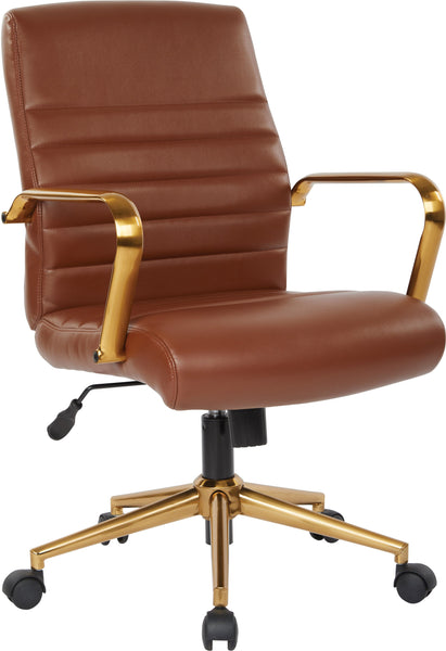 Office Star Baldwin Mid-Back Faux Leather Chair [FL22991G] Office Star Saddle Faux Leather FL22991G-U41