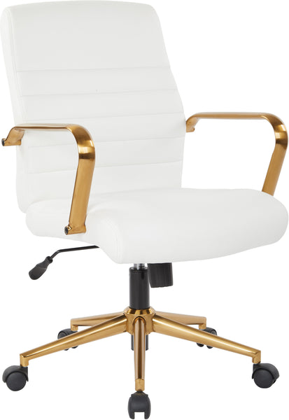 Office Star Baldwin Mid-Back Faux Leather Chair [FL22991G] Office Star White Faux Leather FL22991G-U11