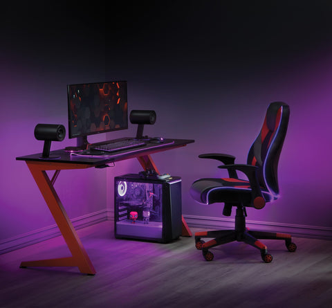 Office Star BET25 Beta Battlestation Gaming Desk, shown in a furnished room