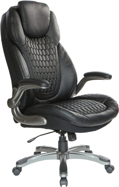 Office Star Bonded Leather Executive Chair with Padded Flip Arms [ECH620867] Office Star Black ECH620867-EC3