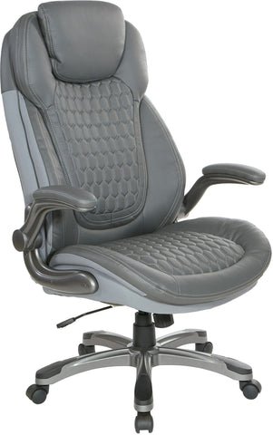 Office Star Bonded Leather Executive Chair with Padded Flip Arms [ECH620867] Office Star Grey ECH620867-EC2